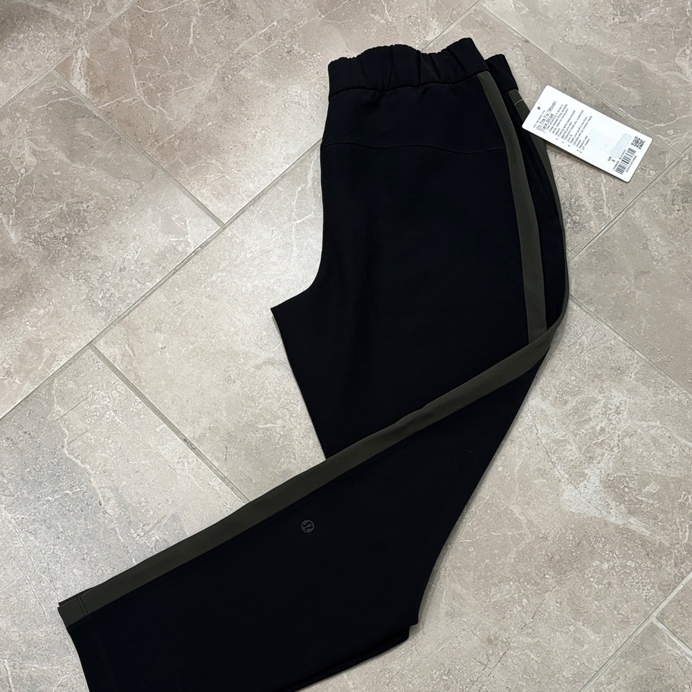 lululemon athletica black Joggers with Olive Side Stripes
